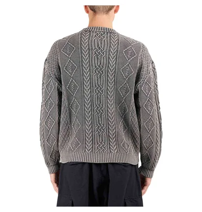 Neighborhood Washed Crewneck Cable Sweater (Schwarz)