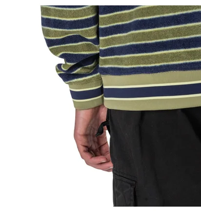 Stüssy Striped Polar Fleece Crewneck (Olive / Navy)