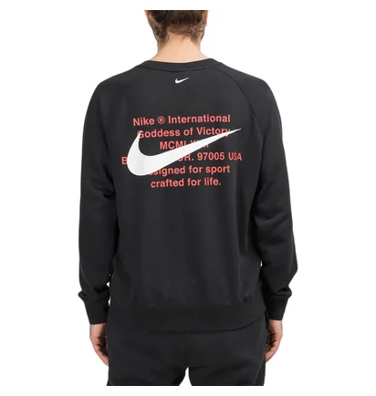 Nike Swoosh French Terry Crewneck (Schwarz)