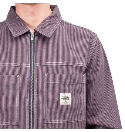 Stüssy Overdyed Hickory LS Zip Shirt (Lila)