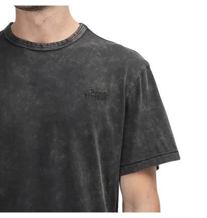 Chrystie NYC Acid Wash T-Shirt (Schwarz)