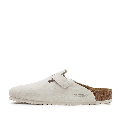 Birkenstock Boston Soft Footbed Suede Leather Regular (Beige)