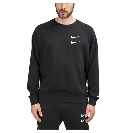 Nike Swoosh French Terry Crewneck (Schwarz)
