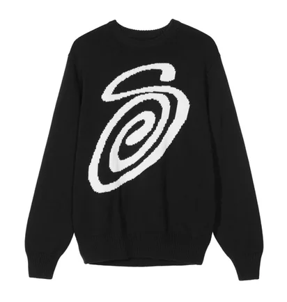 Stüssy Curly S Sweater (Schwarz / Weiß)