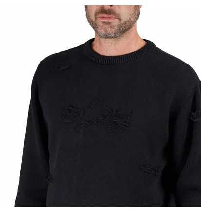 Alpha Industries Distressed Logo Pullover (Schwarz)