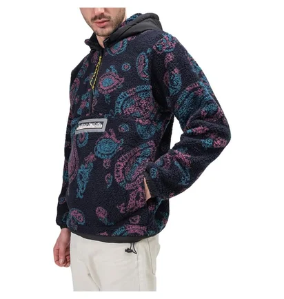 Aries Paisley Half Zip Fleece Hoodie (Schwarz)