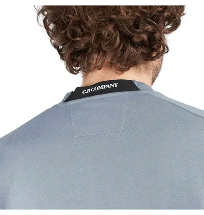 C.P. Company Diagonal Raised Fleece Crewneck Lens Sweatshirt (Blau)