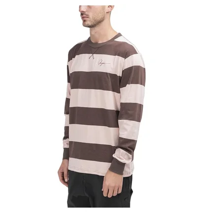 Chrystie NYC Stripe Logo Longsleeve (Rosa / Braun)