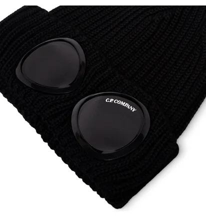 C.P. Company Extra Fine Merino Wool Goggle Beanie (Schwarz)