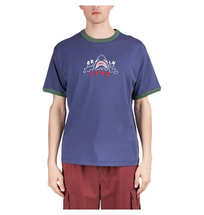 Brain Dead Shark Attack Ringer T-Shirt (Navy)