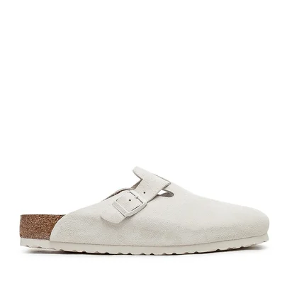 Birkenstock Boston Soft Footbed Suede Leather Regular (Beige)