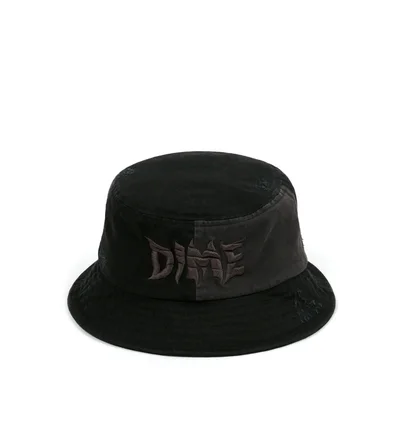 Dime Split Distressed Bucket Hat (Schwarz)