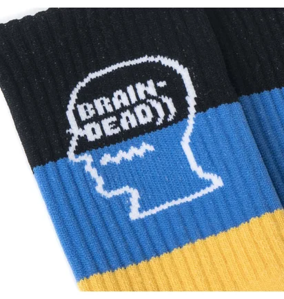 Brain Dead Striped Logo Head socks (Gelb / Blau / Schwarz)