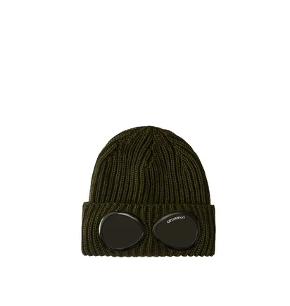 C.P. Company Extra Fine Merino Wool Goggle Beanie (Grün)