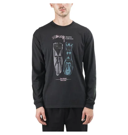 Stüssy Autumn Masks Pig. Dyed LS Tee (Schwarz)