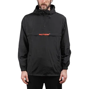 Polythene* Nylon Zipped Windbreaker (Schwarz / Rot)