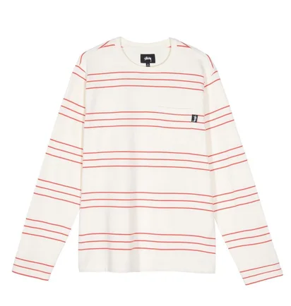 Stüssy Trinity Stripe Crew Longsleeve (Natural)