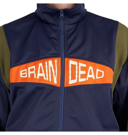 Brain Dead Alonzo Paneled Rib Track Jacket (Navy / Grün)