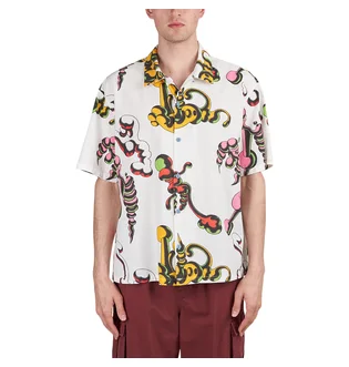 Brain Dead Tetsunori Tawaraya Seersucker Short Sleeve Blouse (Weiß / Multi)