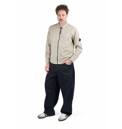 C.P. Company Organic Gabardine Full Zip Overshirt (Beige)