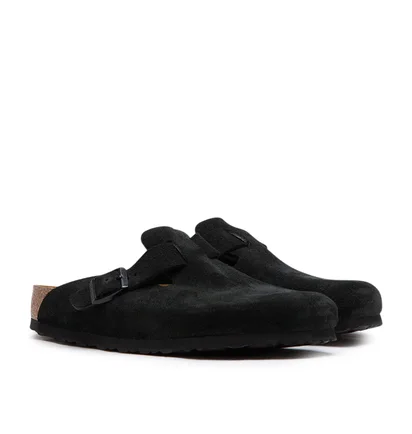 Birkenstock Boston Soft Footbed Suede Leather (Schwarz)