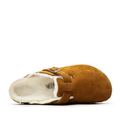 Birkenstock Boston Shearling Suede Leather (Braun)