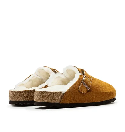 Birkenstock Boston Shearling Suede Leather (Braun)