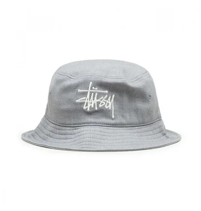 Stüssy Big Logo Twill Bucket Hat (Grau)