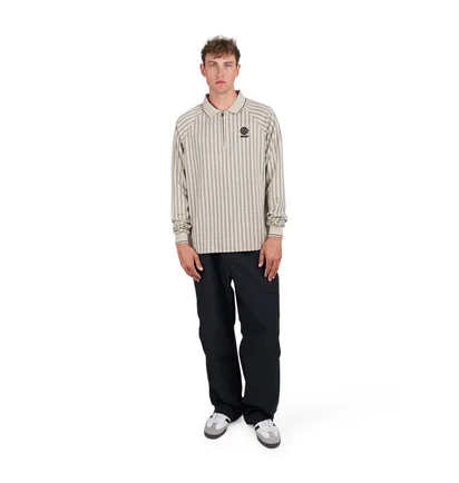 Metalwood Ribbed LS Polo (Beige)