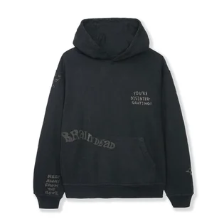 Brain Dead Tonal Type Print Hoodie (Schwarz)