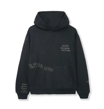 Brain Dead Tonal Type Print Hoodie (Schwarz)
