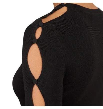 032c Unbutton Longsleeve Knit Top (Schwarz)