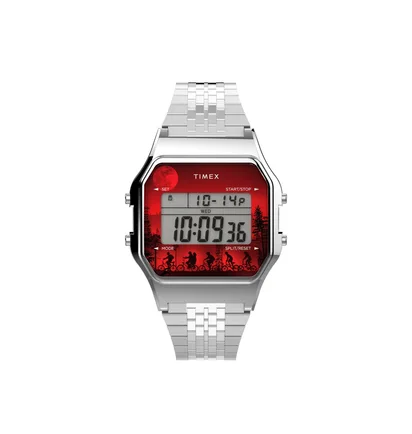 Timex T80 x Stranger Things 34mm Stainless Steel Bracelet Watch (Silber)