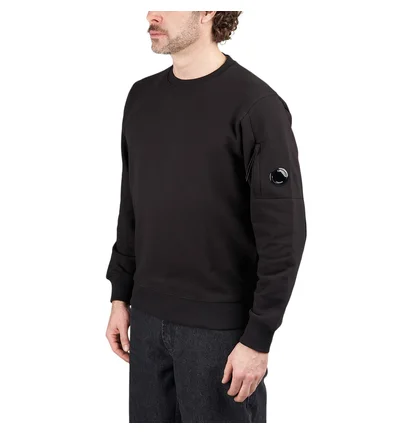 C.P. Company Diagonal Raised Fleece Crewneck Lens Sweatshirt (Schwarz)