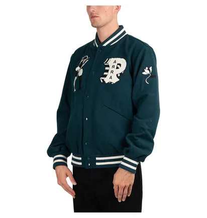 Parra Cloudy Star Varsity Jacket (Grün / Schwarz)