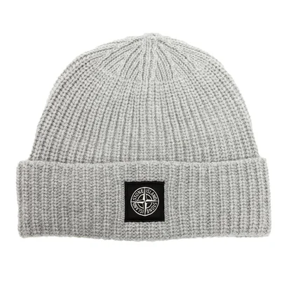 Stone Island Rib Knit Beanie (Hellgrau)