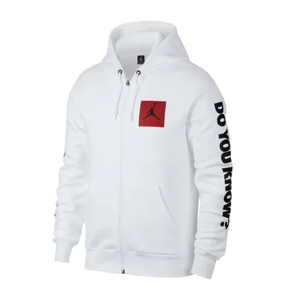 Nike Air Jordan 3 Flight Fleece Full-Zip Hoodie (Weiß / Rot / Schwarz)