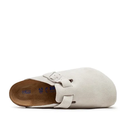 Birkenstock Boston Soft Footbed Suede Leather Regular (Beige)