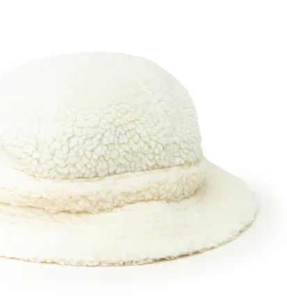 Stüssy Sherpa Fleece Bell Bucket Hat (Weiß)