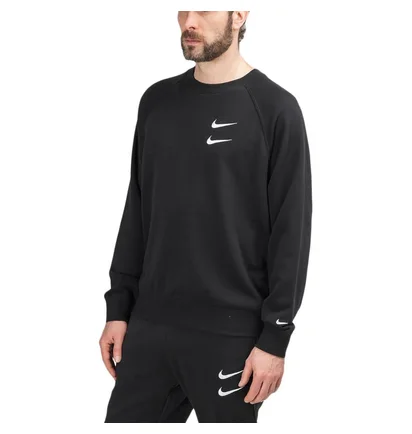 Nike Swoosh French Terry Crewneck (Schwarz)