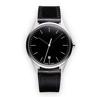 Uniform Wares Women's C36 Date Watch (Polierter Stahl / Schwarzes Nappa)