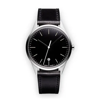 Uniform Wares Women's C36 Date Watch (Polierter Stahl / Schwarzes Nappa)