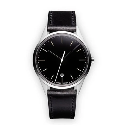Uniform Wares Women's C36 Date Watch (Polierter Stahl / Schwarzes Nappa)