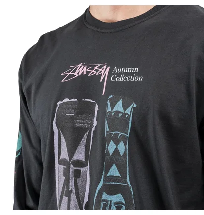 Stüssy Autumn Masks Pig. Dyed LS Tee (Schwarz)