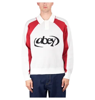 Obey Soccer Polo Sweater (Beige / Rot)