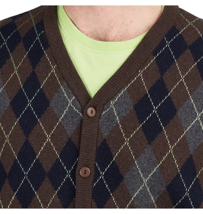 Pop Trading Company Knitted Cardigan Vest (Navy / Braun / Grau)
