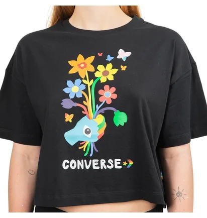 Converse Find your pride Cropped Grafik T-Shirt (Schwarz)