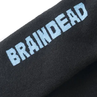 Brain Dead Striped Logo Socks (Schwarz / Tan / Pink)