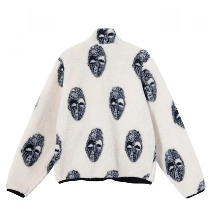 Stüssy Mask Jacquard Sherpa Jacket (Weiß / Schwarz)