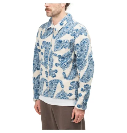Stüssy Big Paisley Full Zip Sherpa Jacket (Beige / Blau)